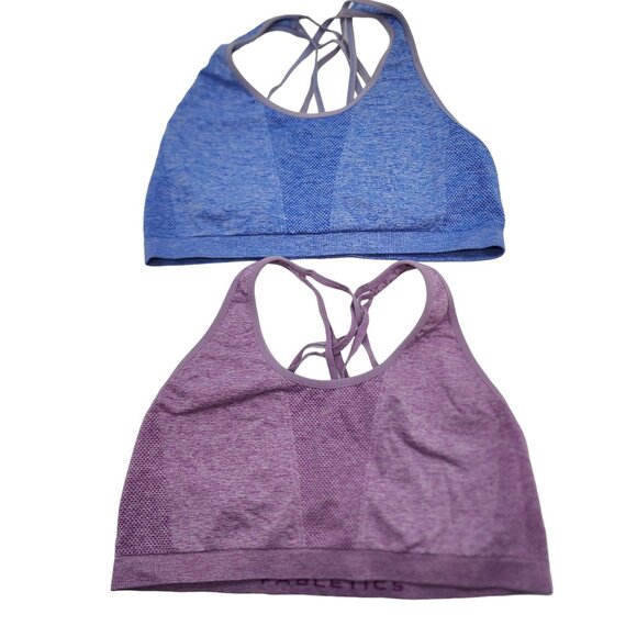 Fabletics Womens Strappy Sports Bras 2-Pack Medium Blue & Purple 28" - Picture 1 of 3